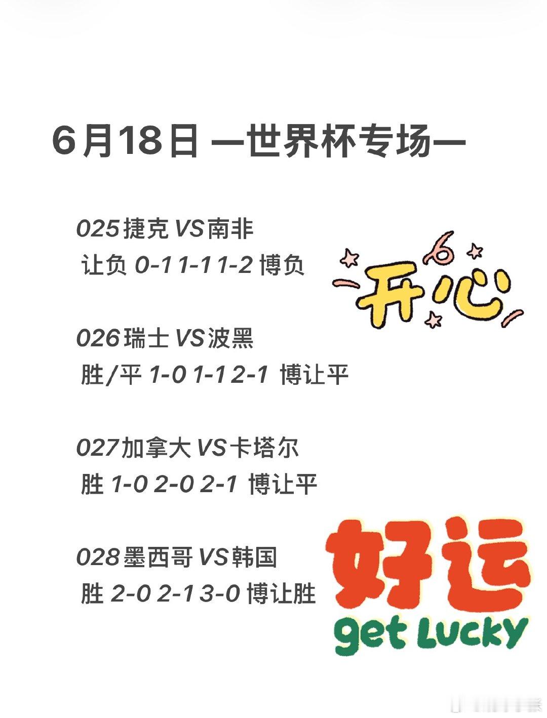 6月18日，最好的状态是未来可期 捷克VS南非 瑞士VS波黑 加拿大VS卡塔尔 