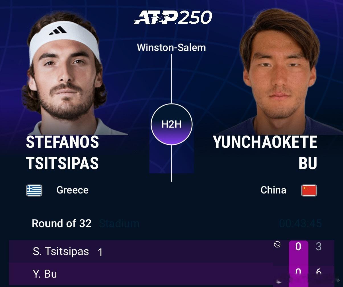 布云朝克特先下一盘🔥ATP250 温斯顿·塞勒姆站第二轮，布云朝克特在首盘发球