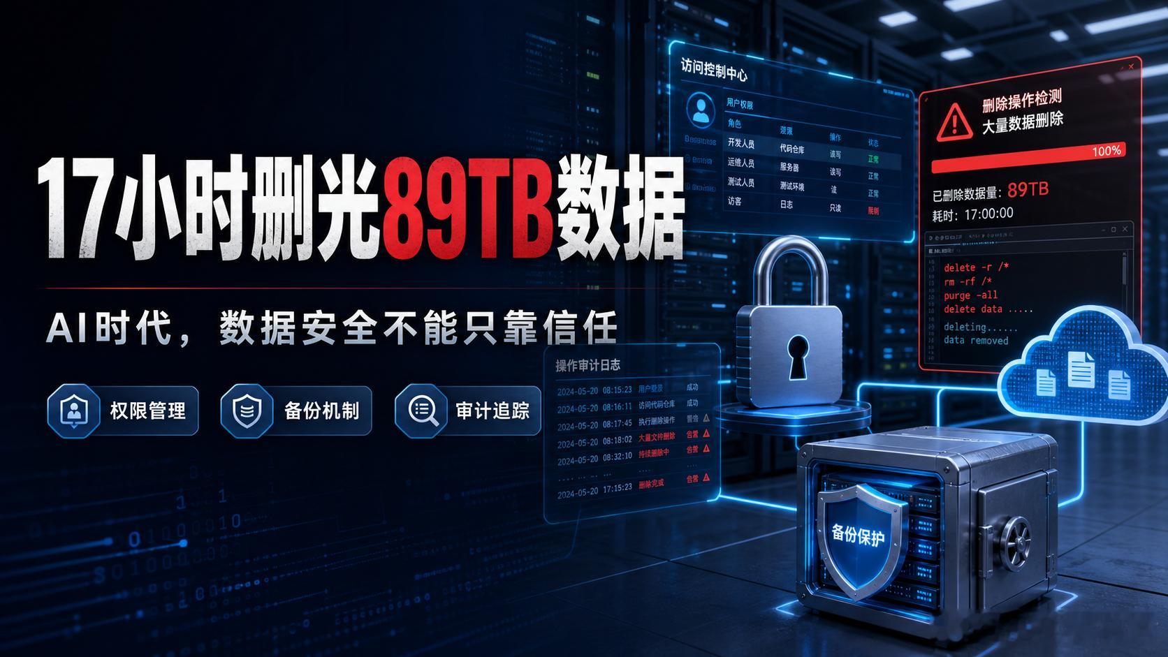 员工用代码17小时删光公司89TB数据17小时，89TB数据被删除。这个热搜真正
