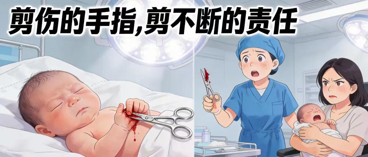 新生儿乱动导致手指被剪？医院回应：助产士操作失误
剪刀落下的瞬间，一声婴儿啼哭穿