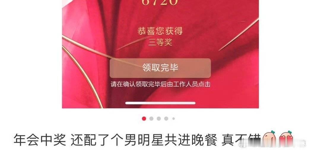 年会见到张凌赫，好像是品牌内部的年会，业绩好的柜姐可以跟明星吃饭合影，类似优秀员