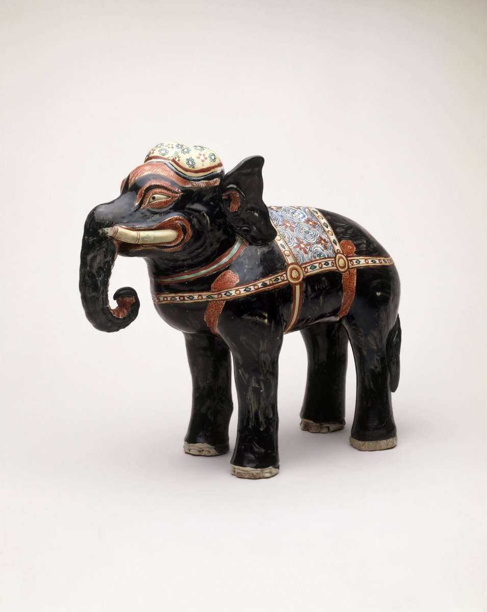 江户时代（17世纪后期）有田烧（柿右衛門）的瓷象Elephant,  of po