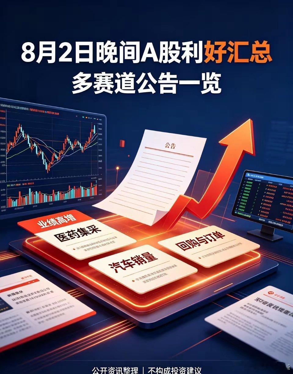 8月2日晚间A股利好汇总！覆盖医药、汽车、科技、建材多赛道8月2日晚间多家上市公