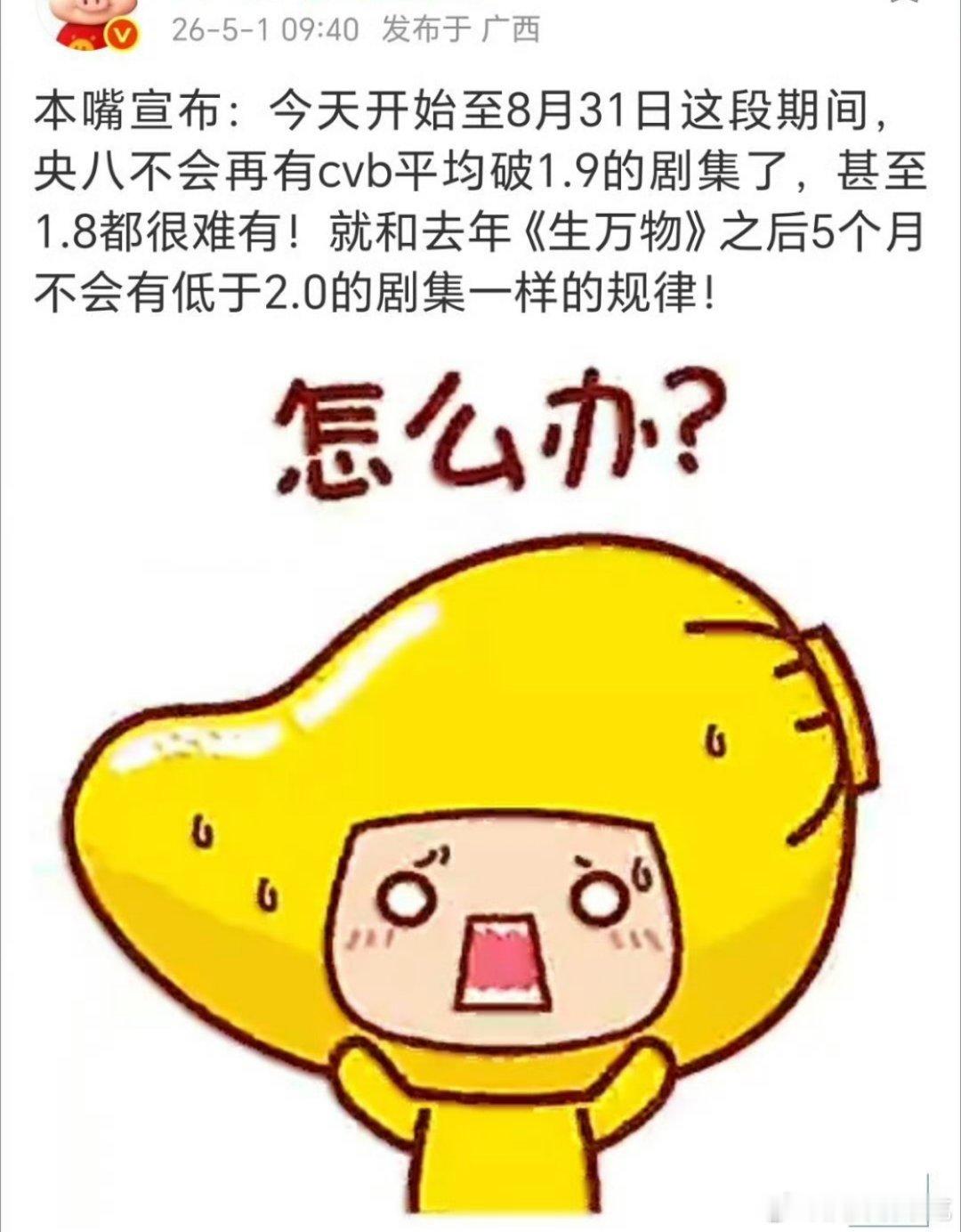 这倒是实话，确实收视率低潮来了 