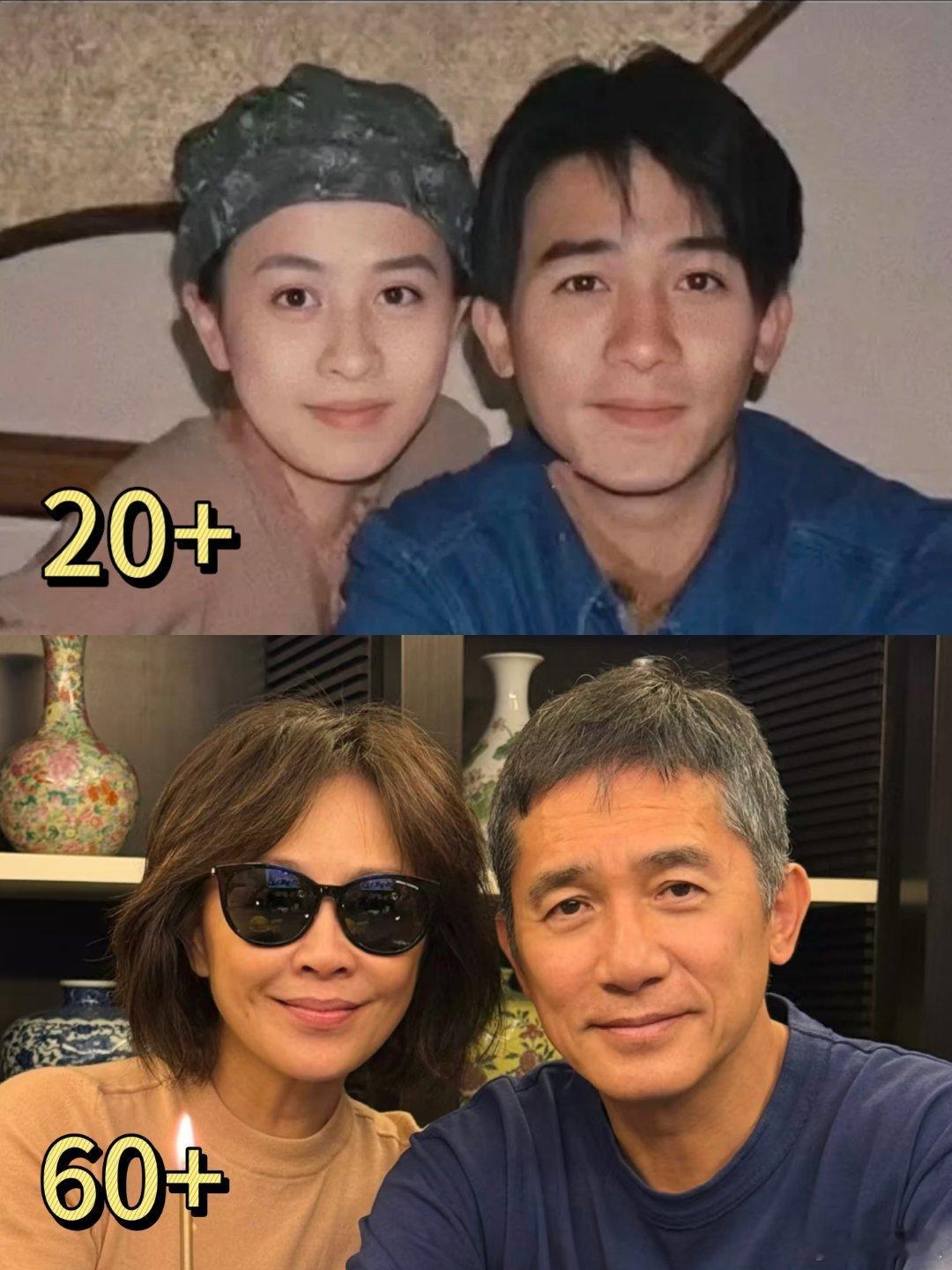 原来梁朝伟和刘嘉玲年轻的时候就这么有夫妻相了，特别是他俩的鼻子感觉一模一样…… 