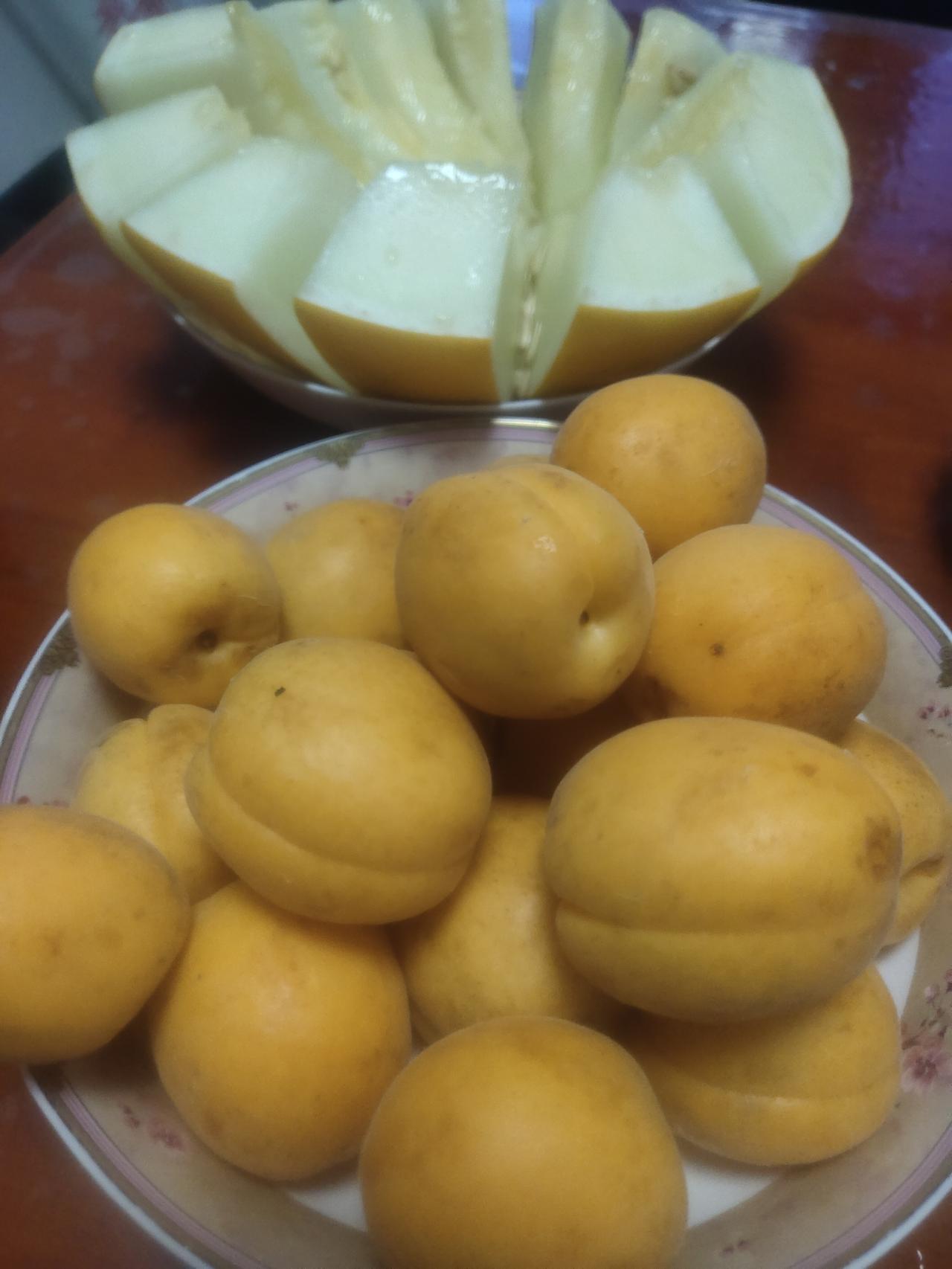 近几日气温高达35度，我把水果都放进了冰箱。今天去公园时，忘了提前拿出来，回到家