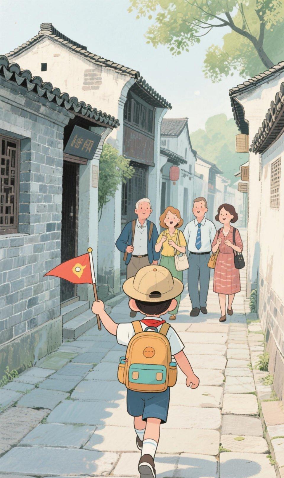 小学生已经做上老外的导游了现在的小学生太牛了！在景区，看到几个背书包的小朋友用英