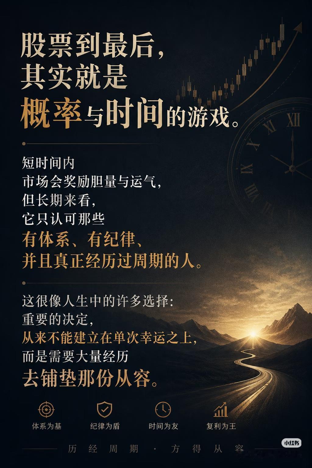 炒股到最后，拼的根本不是技术
 
股票到最后，其实就是概率与时间的游戏。
 
短