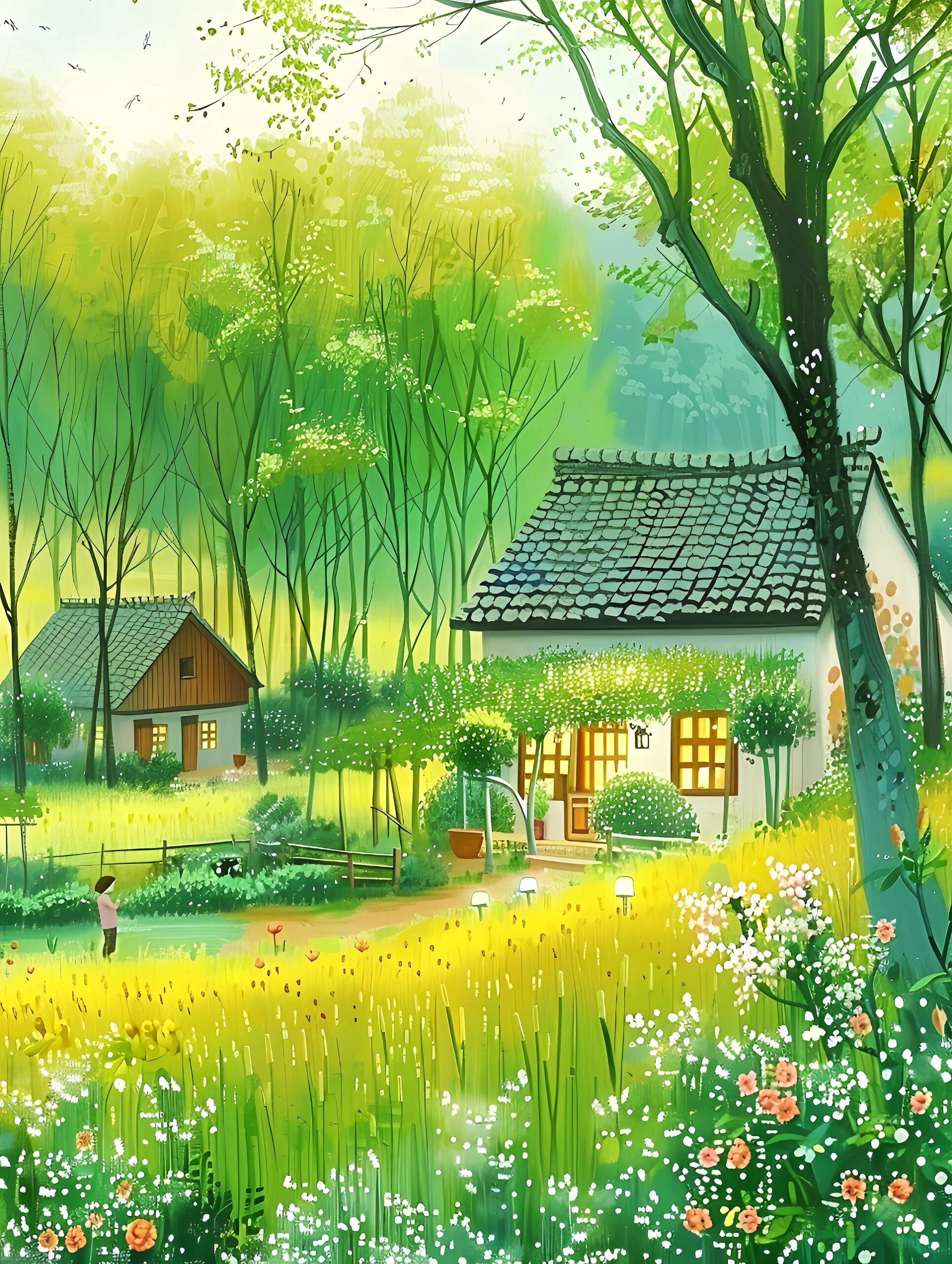 梨花院落溶溶月，柳絮池塘淡淡风。 ​​​