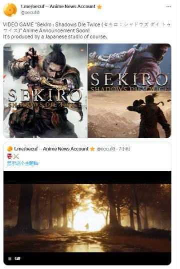 【传闻：《只狼》将出动画】根据知名动画圈爆料人oecuf0的消息，《只狼》将迎来