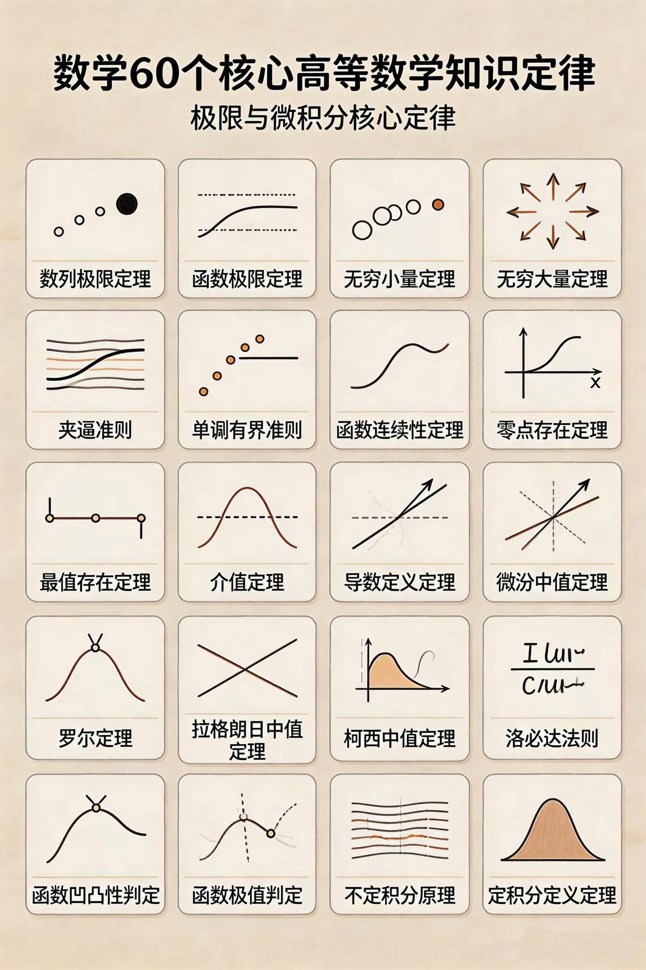 数学60个核心高等数学知识定律。