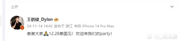 王鹤棣曼谷见  王鹤棣发文感谢粉丝支持  王鹤棣对大家表达感激，12 月 28 