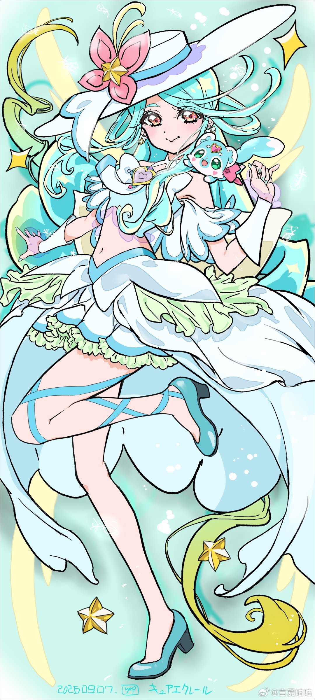 画了キュアエクレール🩵未来形态看了剧场预告太喜欢这个形态了，画了个手机壁纸尺寸