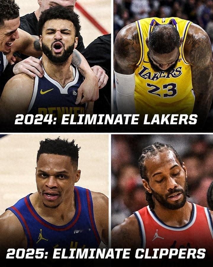 【洛杉矶梦魇！掘金去年首轮淘汰湖人，今年首轮力阻快船😳】昨日NBA季后赛首轮抢