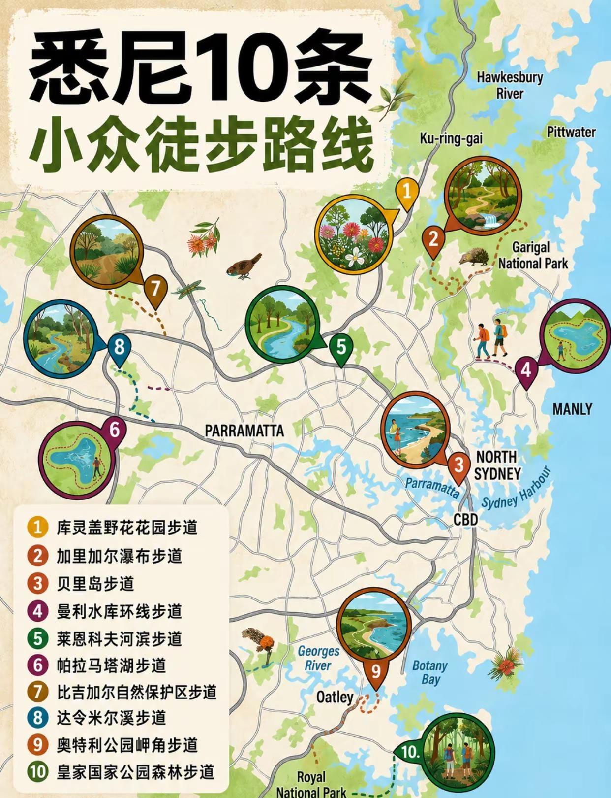 90%的人都不知道的悉尼10条小众徒步路。其实离市区不远还藏着不少风景超好的森林