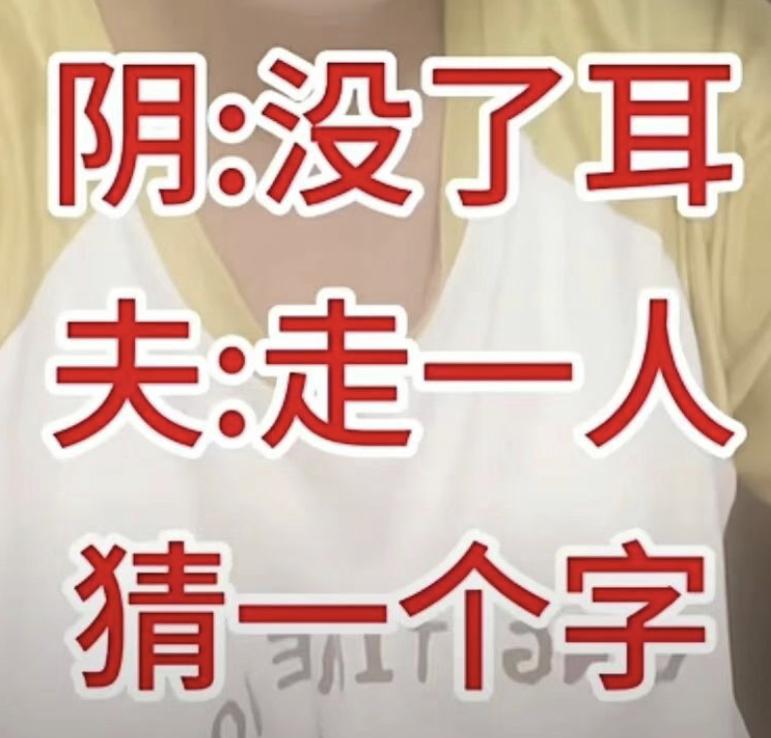 有关月的字迷：阴:没了耳     夫:走一人     猜一个字