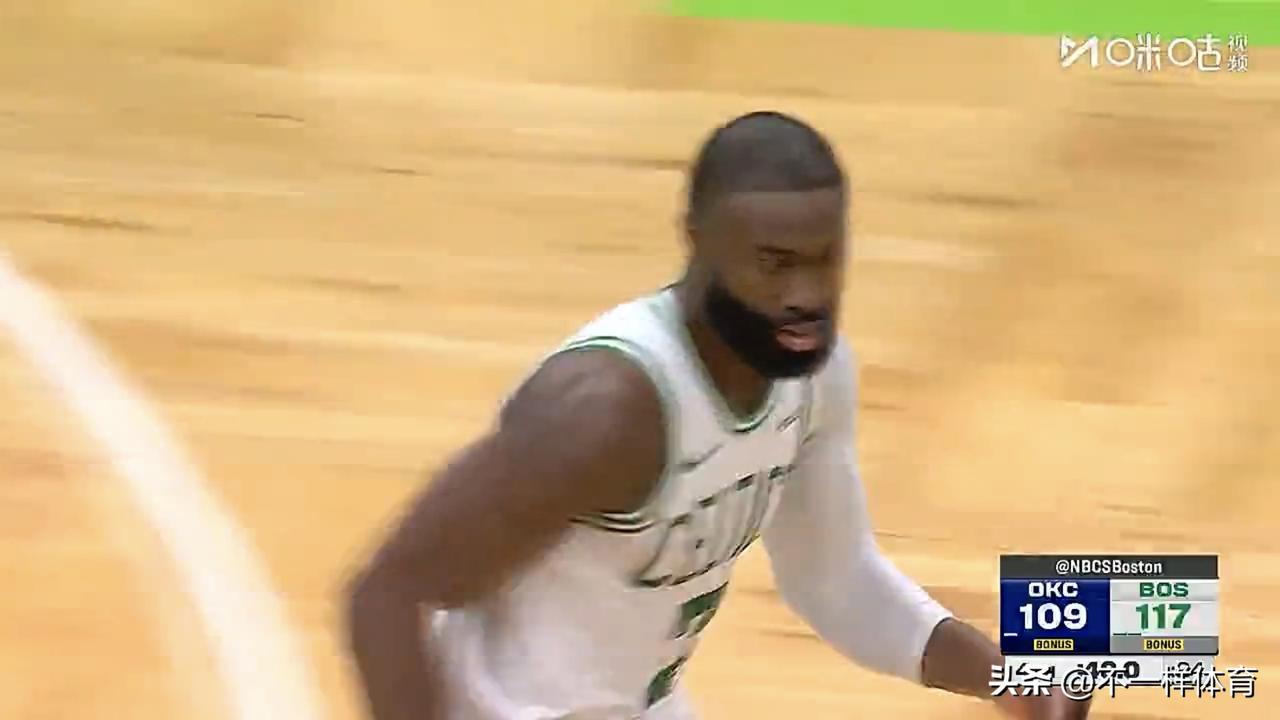 NBA最新战报：凯尔特人队119-109力克雷霆队，亚历山大33分8助攻，布朗3