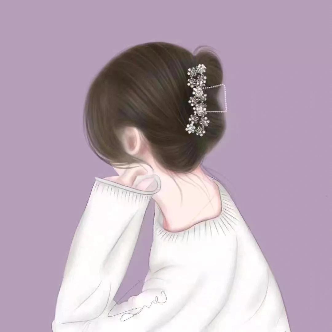 温柔优雅，白衣少女，优雅发饰，梦幻紫色背景