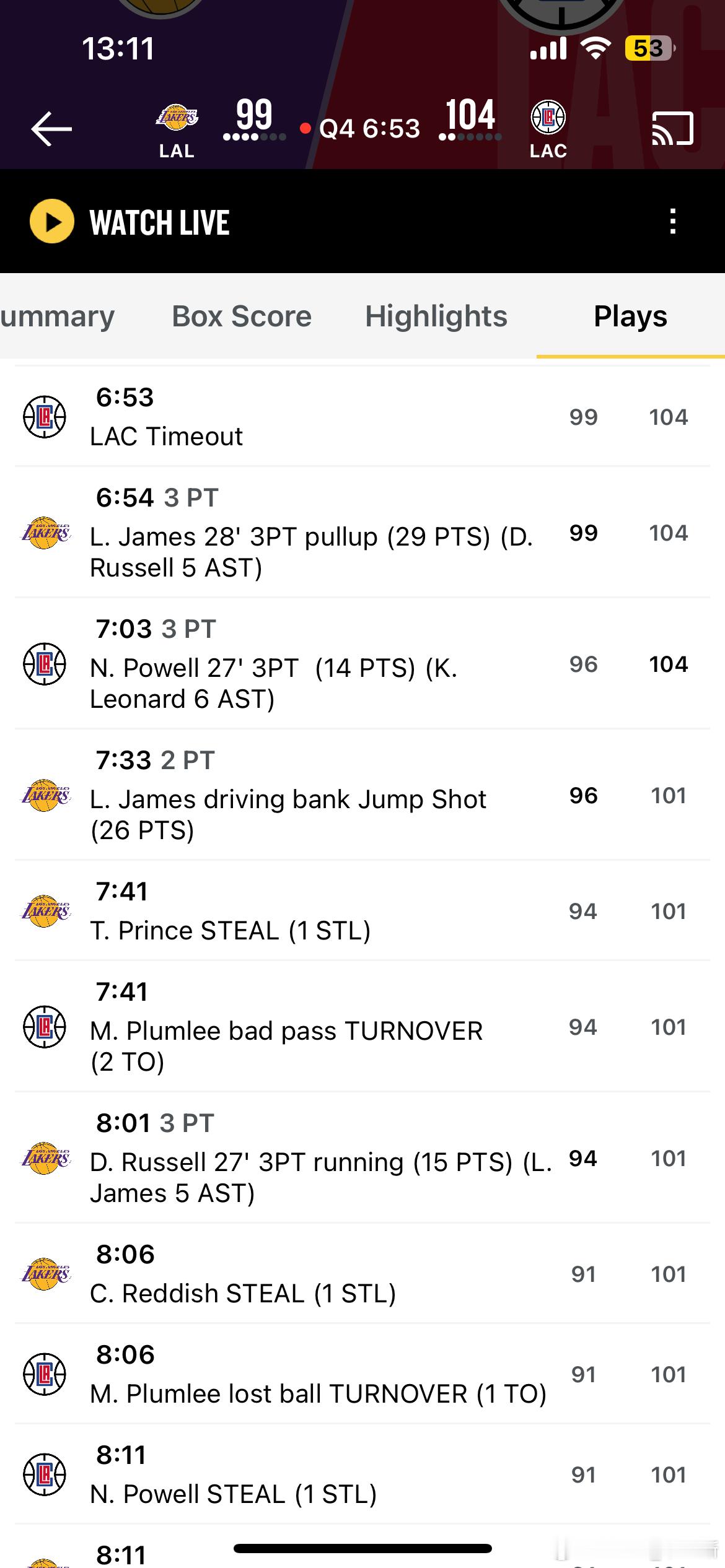 我去 詹姆斯连续得分第四节6中5砍下14分#湖人vs快船# ​​​