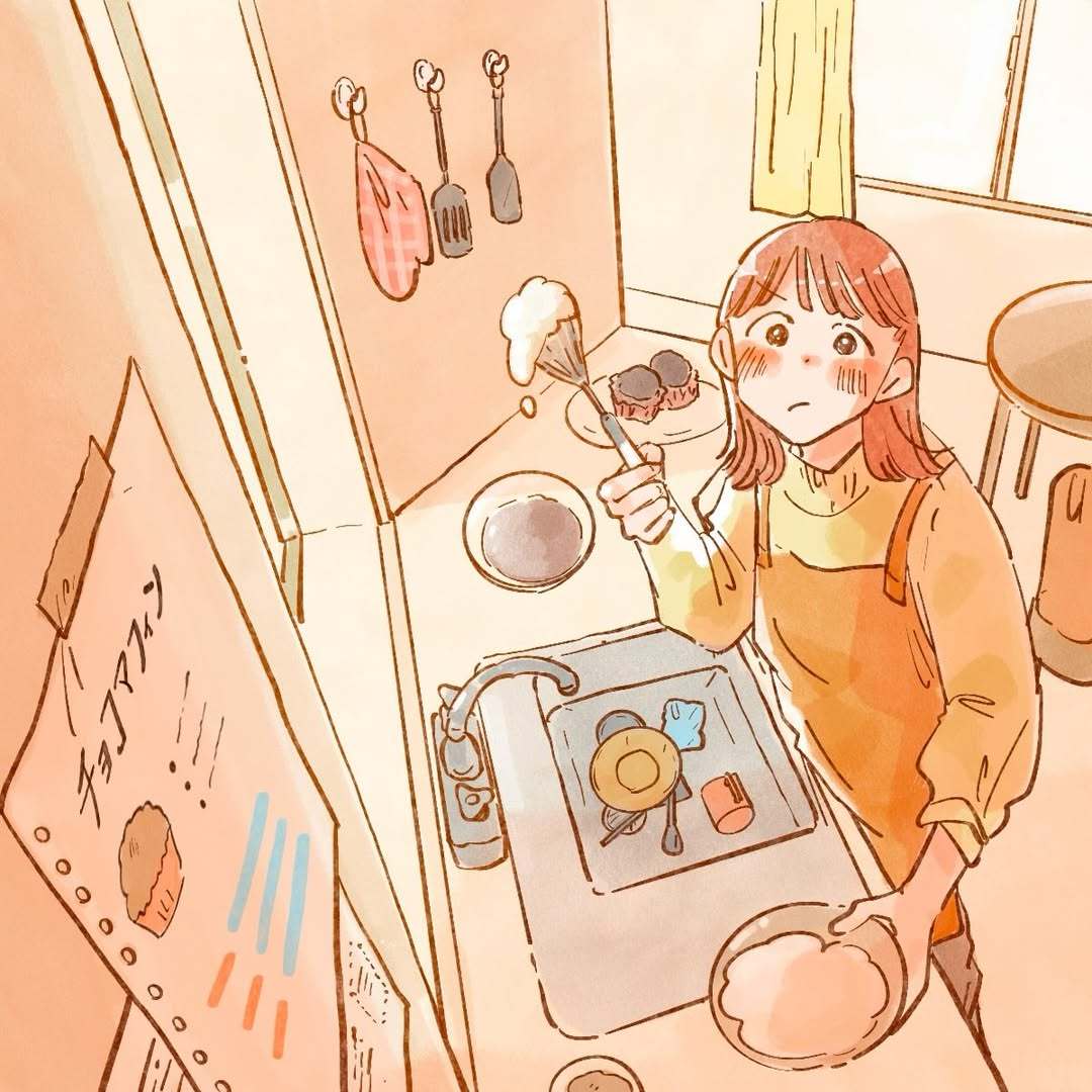 一组日常治愈系手绘插画画师：sk_yayoi03 