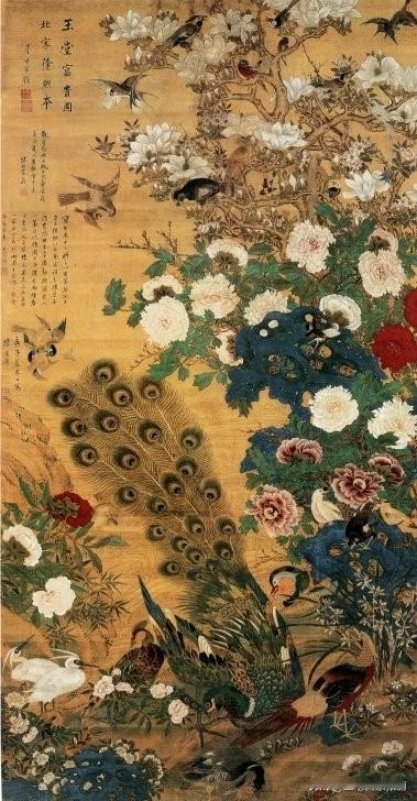 陈嘉选《玉堂富贵图》：一花一鸟里的满堂吉庆 
 
明末的绢本上，陈嘉选用重彩把“