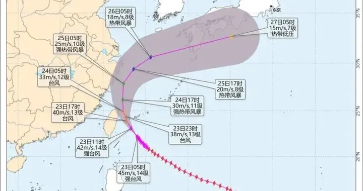 台风“蔷琵”最新路径公布！今起影响江苏，风大雨大：江苏东南部部分地区有中到大雨，内陆风力可达6-7级