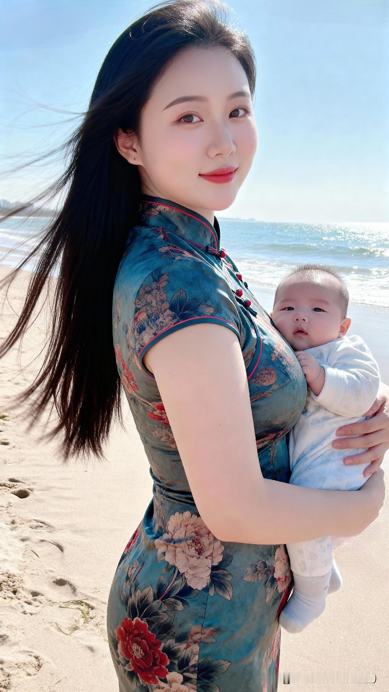 海畔的温柔
浪涛拍岸的节奏，是她心跳的回响。
海风里咸湿的气息，混着她发丝间的暖