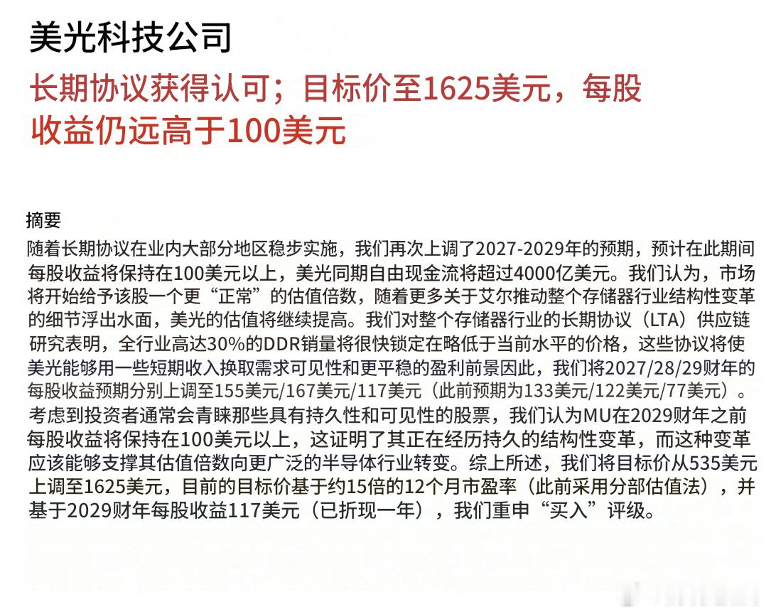 美光：我们的供应链在存储行业长期协议（LTAs）方面的工作表明，全行业高达 30