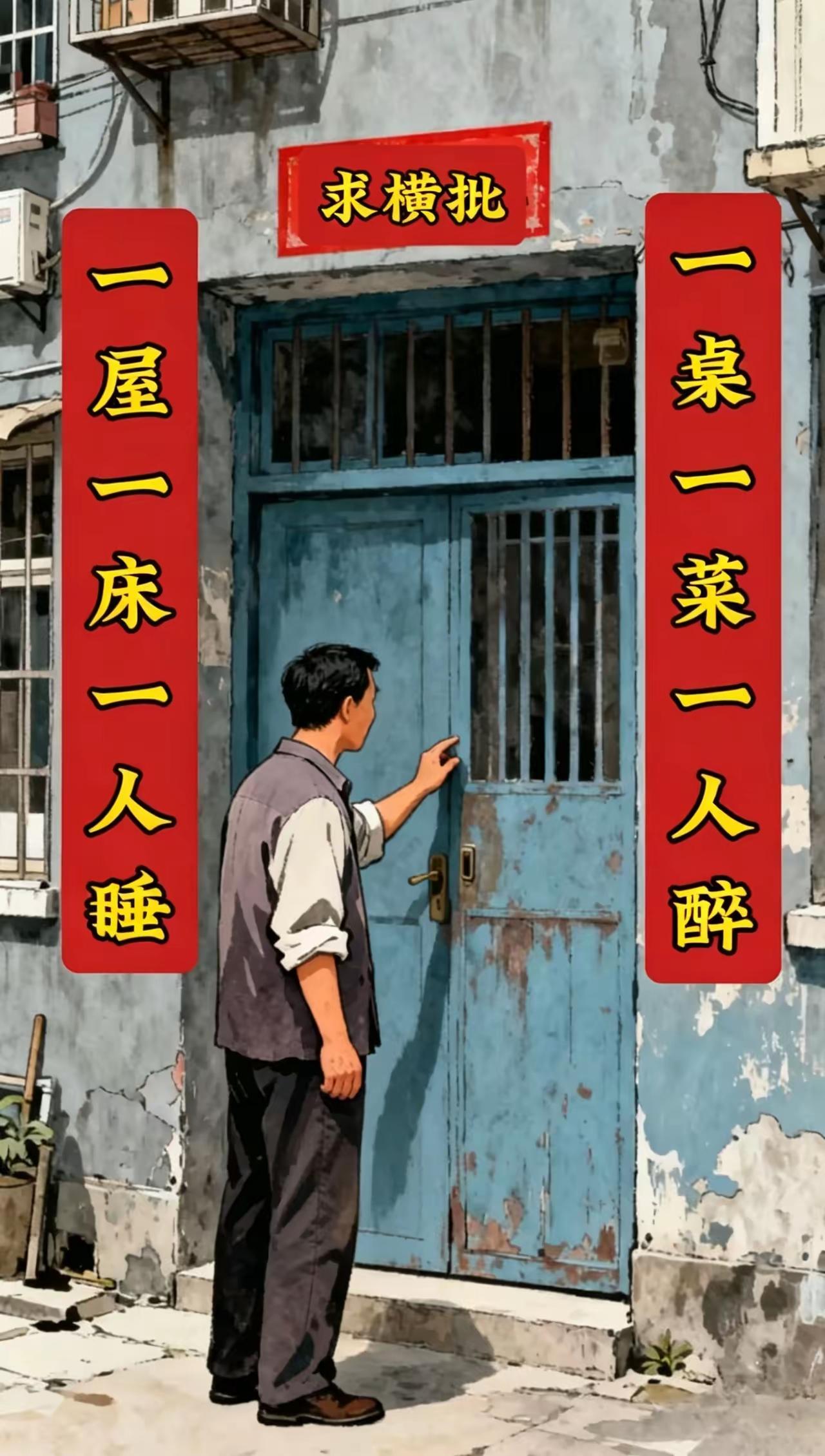 广西北海一位贫困户家门口，贴出一副对联，唯独横批空置着，至今无人能解，今日特来诚