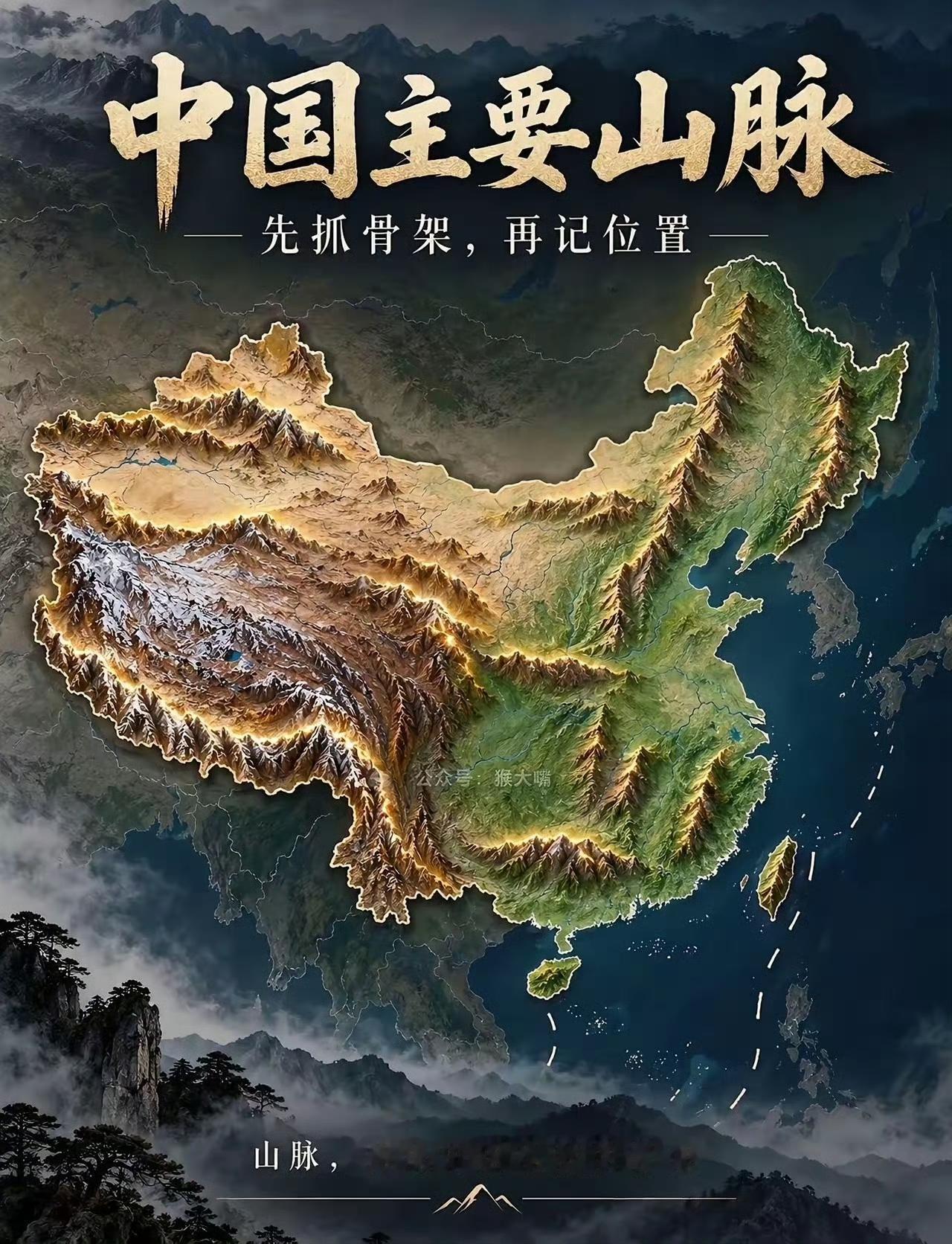 一张图看懂中国山脉！地理骨架一次性理清

山脉，就是咱们中国地形的骨架。
这套图