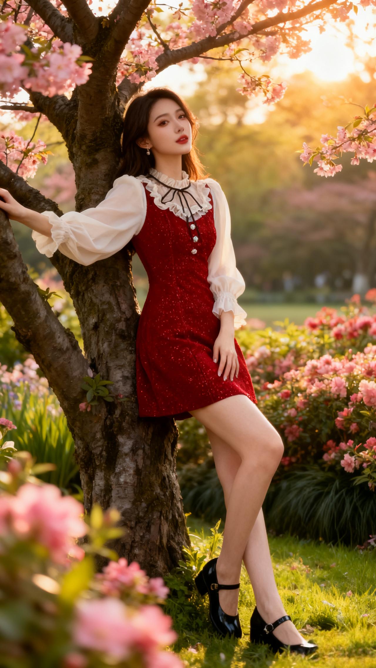 红色连衣裙 新年红色连衣裙 红裙子 裙子搭配 甜美风