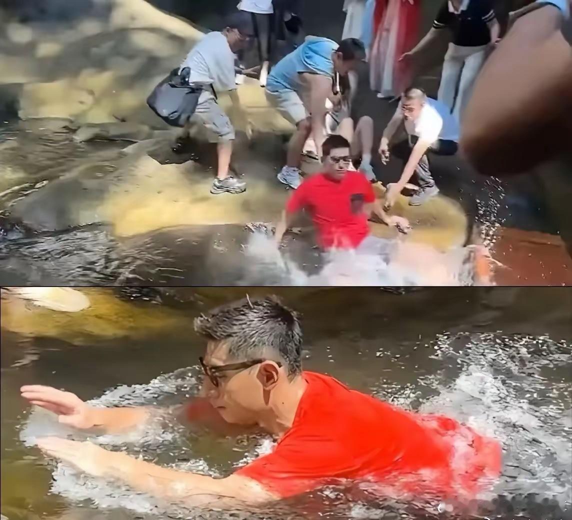 张继科落水这事儿，刘国正以为是演的，但张继科说是被人从后面踹的。根据现场视频，可