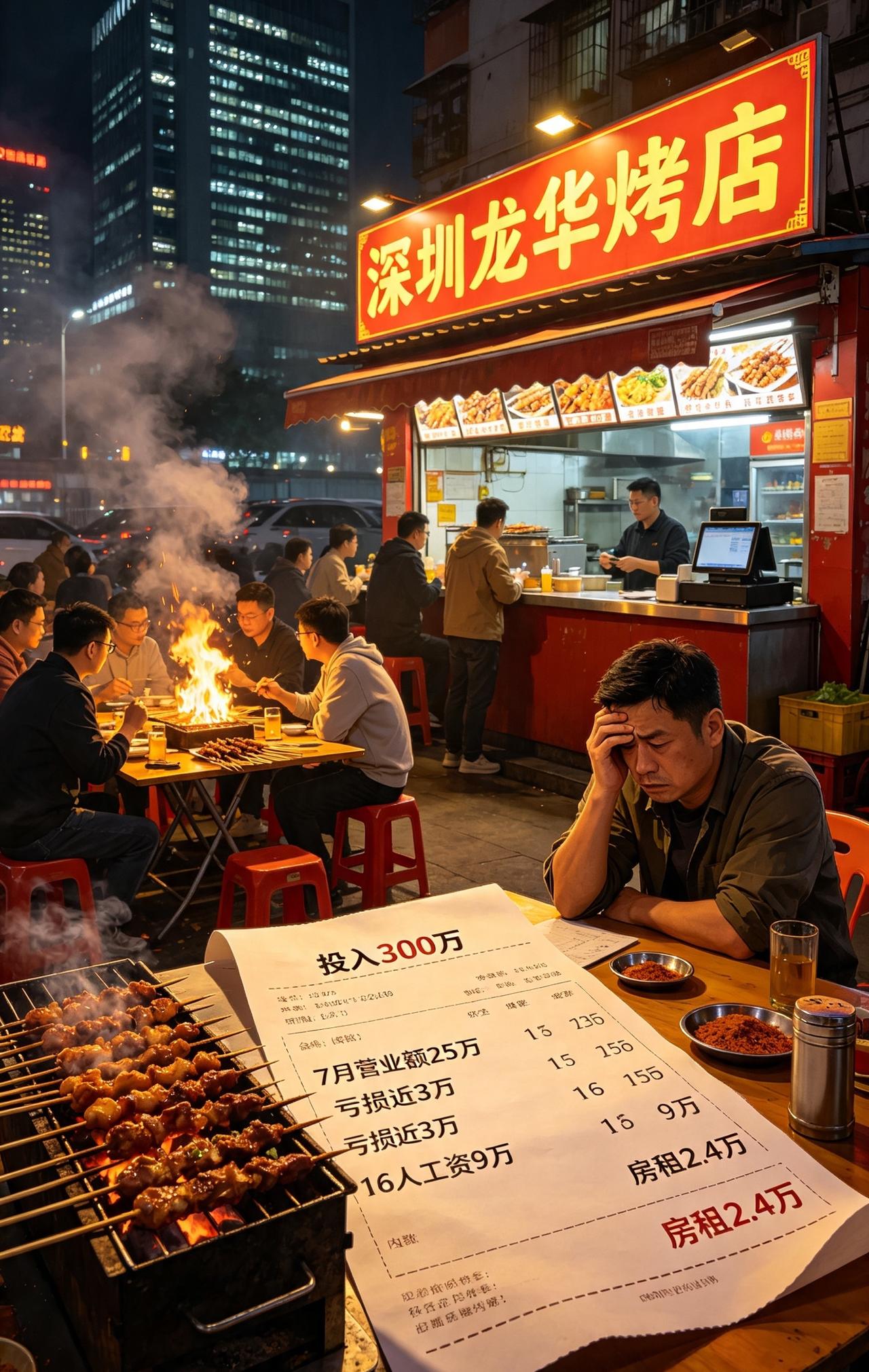 一深圳大厂出来的码农，投 300 万在龙华开了家烧烤店，7 月份营业额 25 万