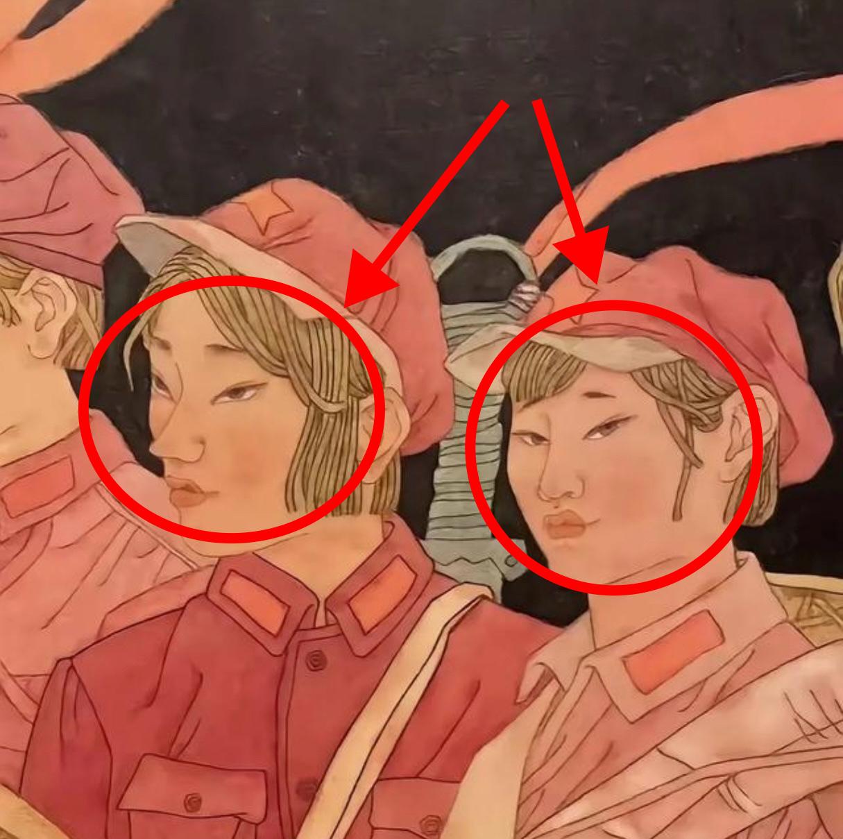 八字眉、吊梢眼角、眯眯眼，能把这几个特征画在一个人物脸上，还是应该被尊重的女红军