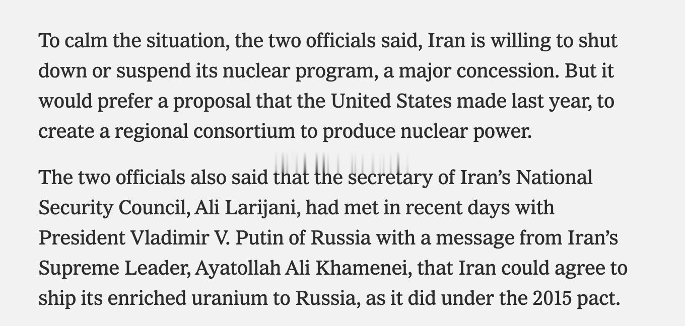 纽约时报最新消息，伊朗官员和美国官员称，伊朗外长阿拉格奇和特朗普中东问题特使维特