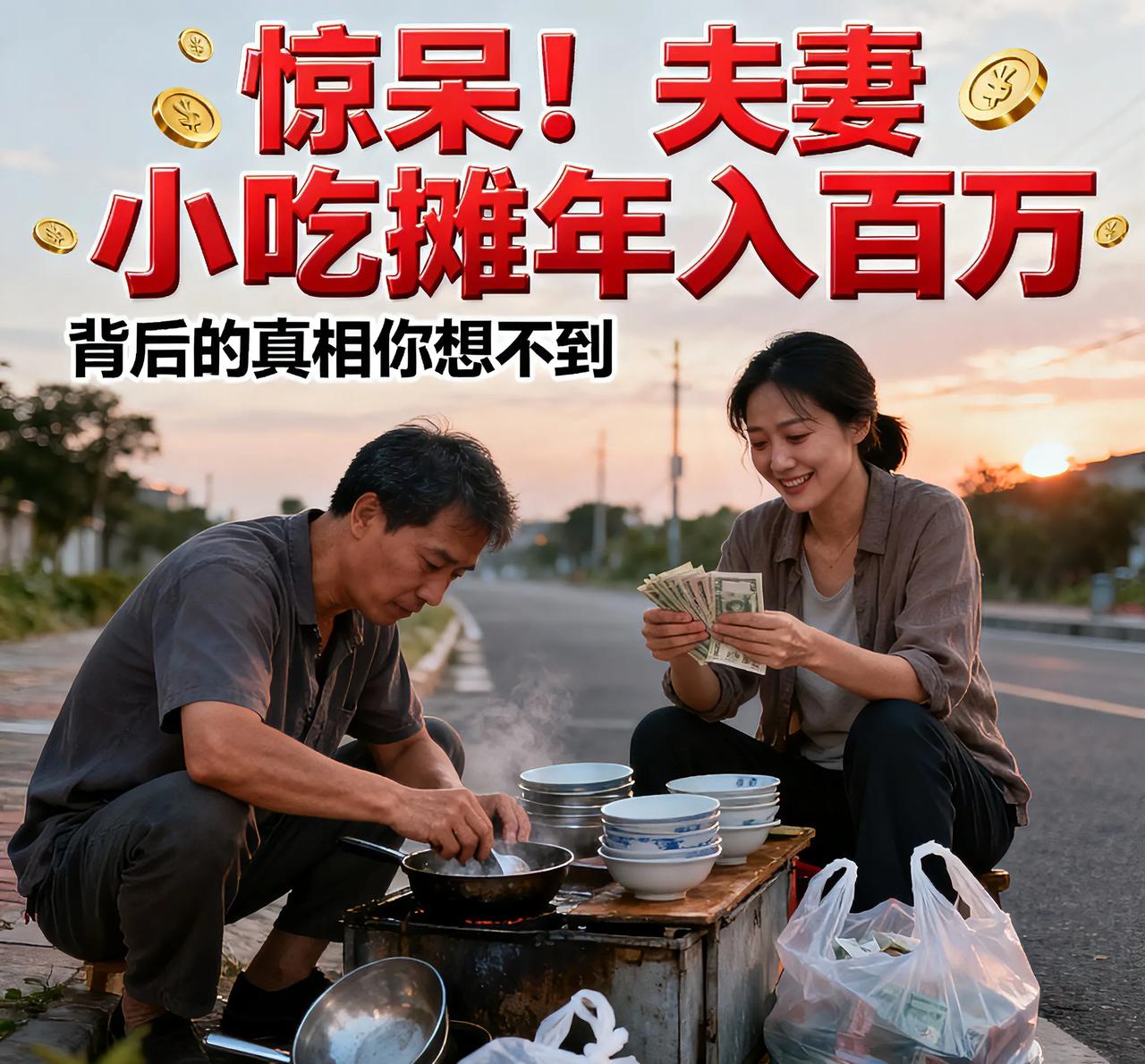 惊呆！夫妻小吃摊年入百万，背后的真相你想不到
 
刷到夫妻小吃摊年入百万的新闻，