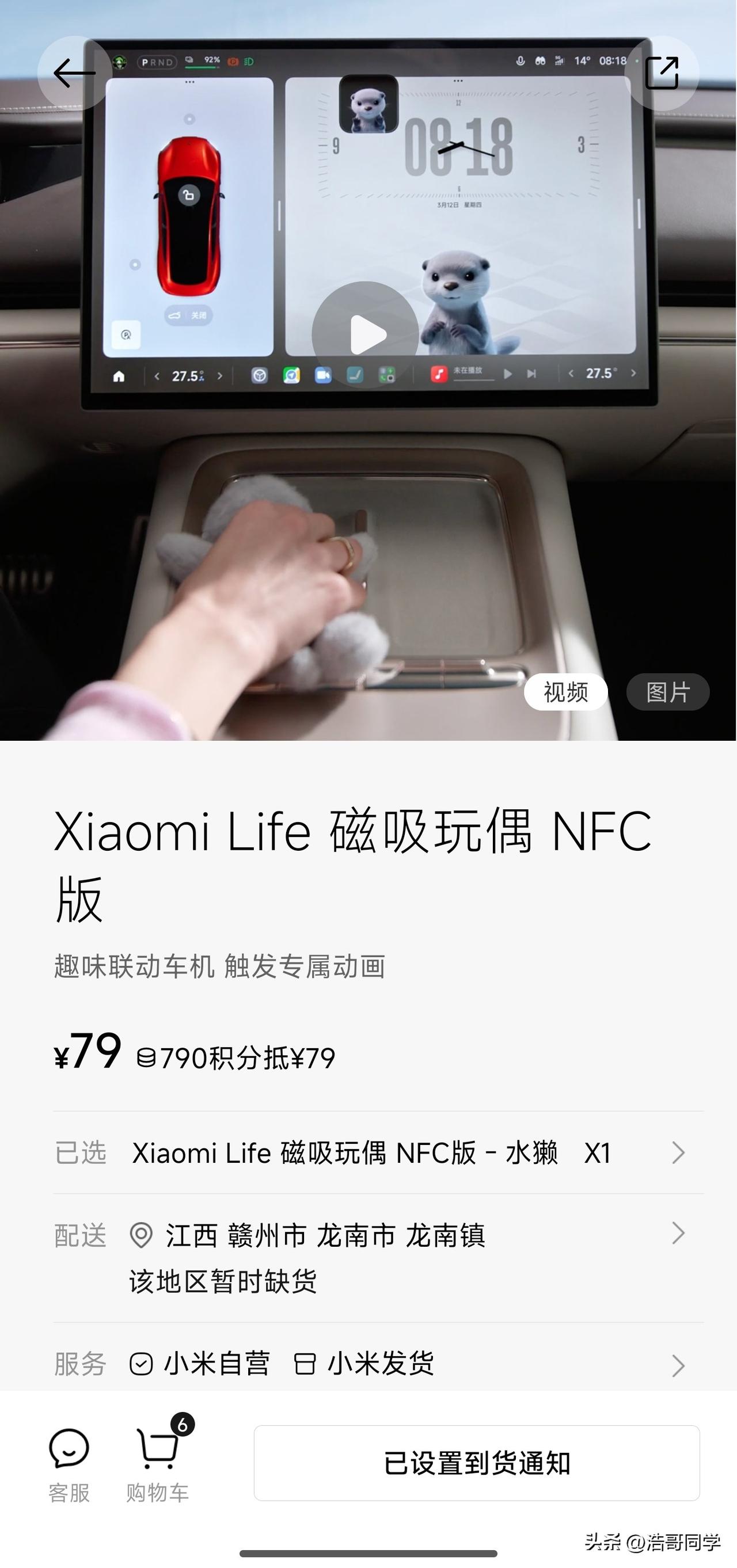 一个79的小米汽车周边萌宠居然要用抢才能买的到……一个水獭，一个猫咪。它们内置N