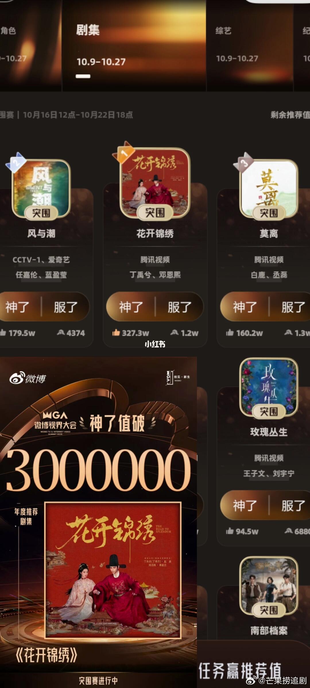短视频平台限流，在0热搜没关系《花开锦绣》依旧交出了热播的成绩，在视界大会投票里