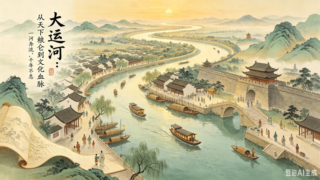 大运河文化的历史价值，藏在2500多年的奔流里。它打通五大水系，不止是漕运商路，