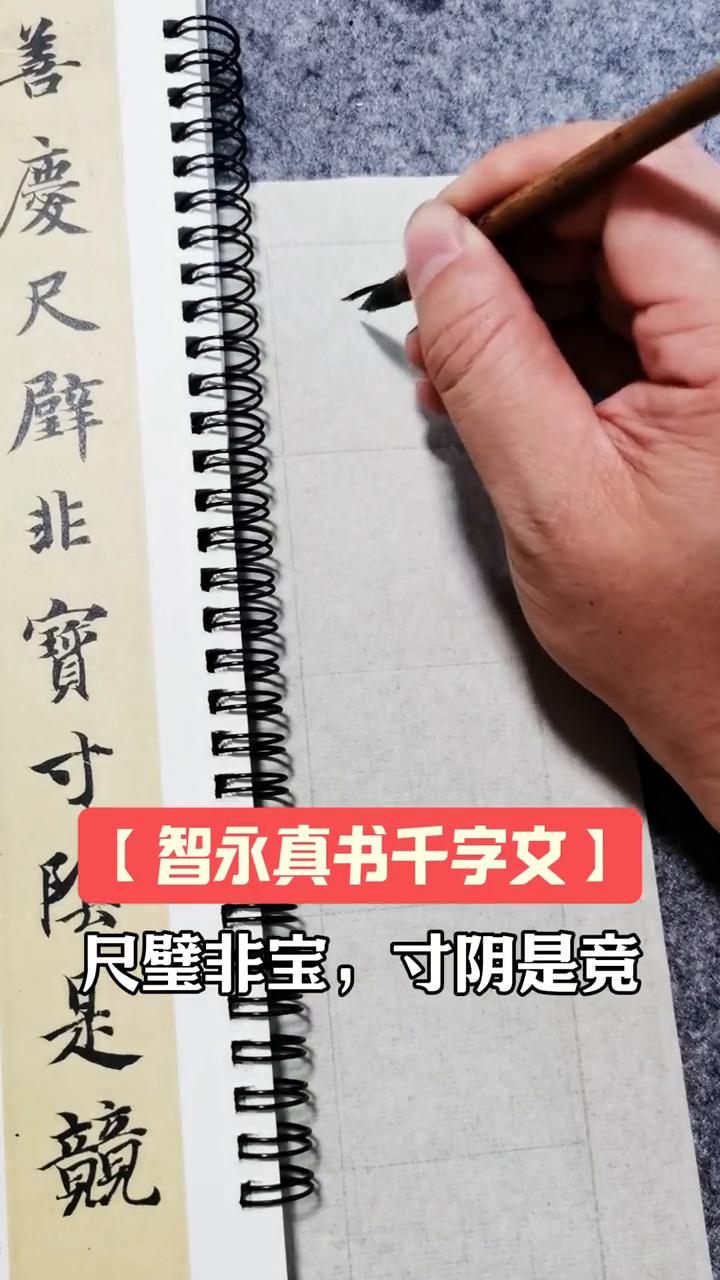 智永真书千字文。
只璧非宝，寸阴是竞。