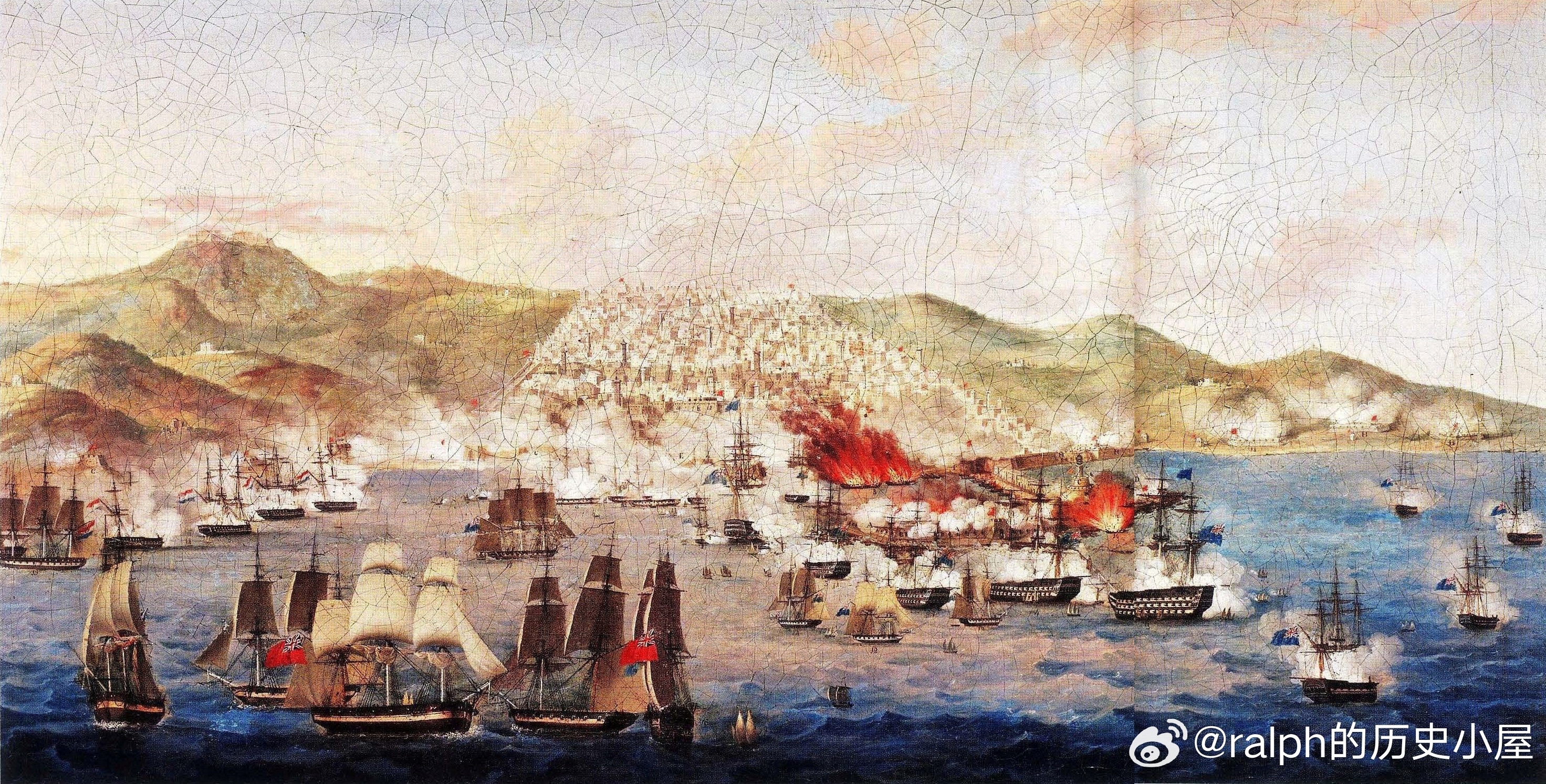 1816年8月27日阿尔及尔之战。埃克思茅斯男爵带着一支小小的英荷联合舰队从直布