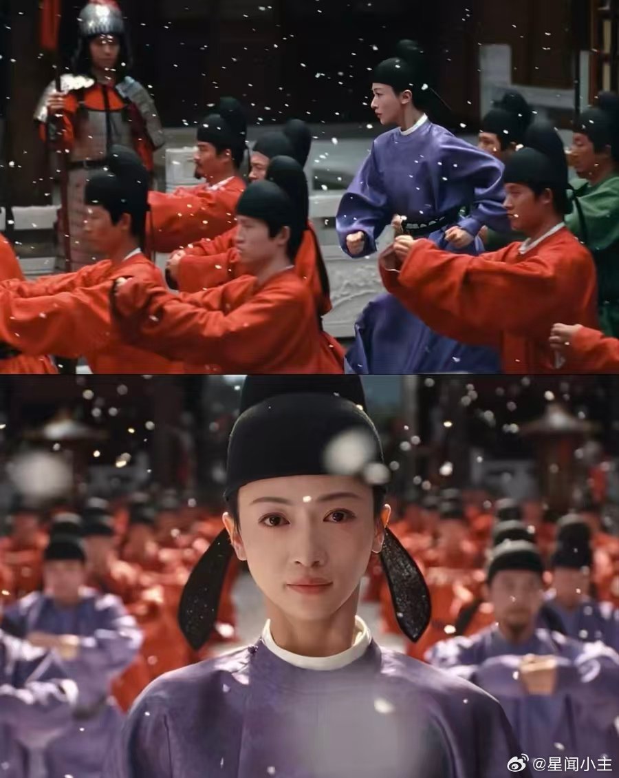 吴谨言江山为聘官服造型吴谨言江山为聘官服典雅的紫色调自带雍容质感，上身之后尽显华