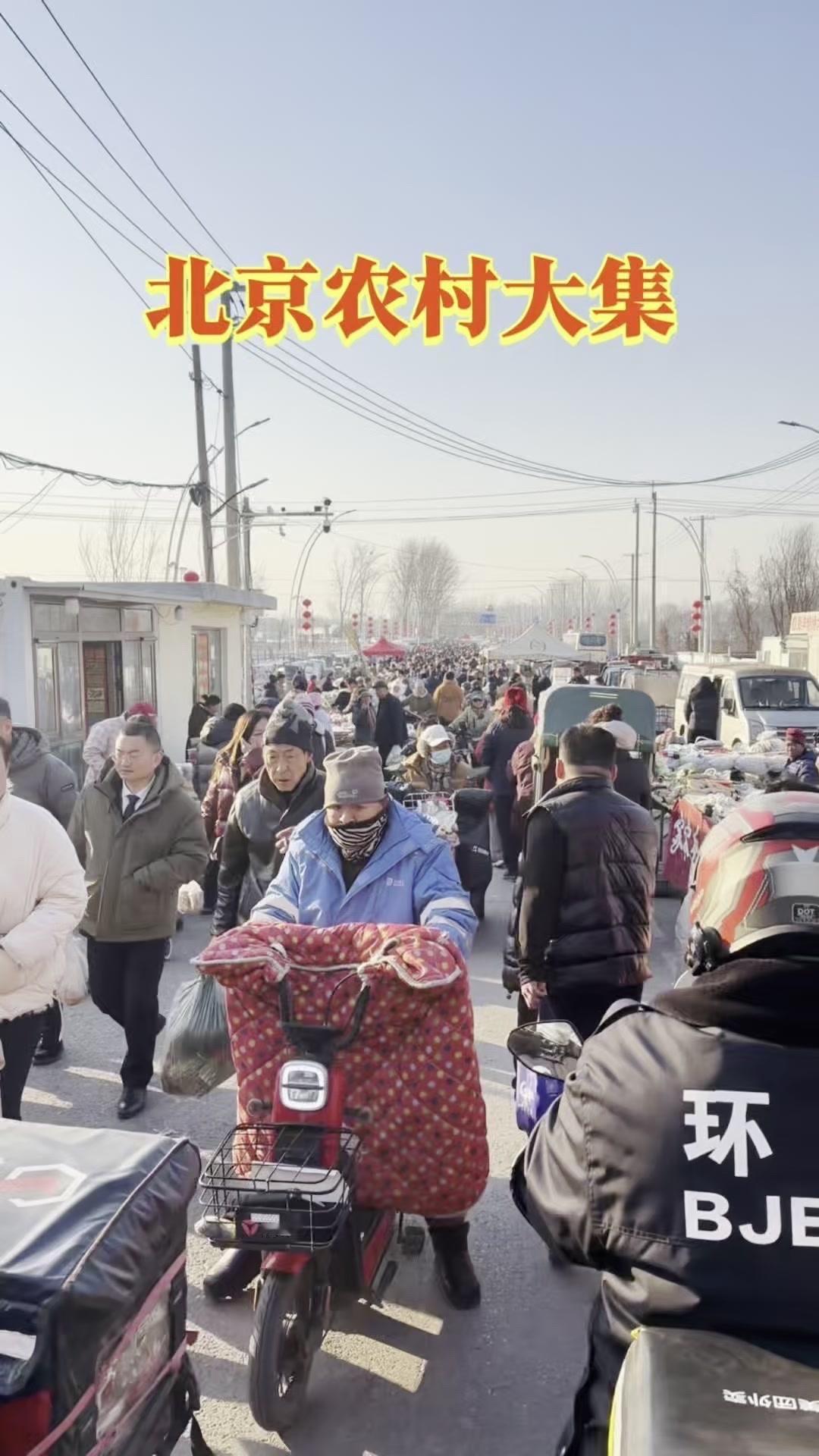 今天逛北京下午大集，场面真的好壮观。一进门就被满满的人潮吸引，到处都是叫卖声和讨