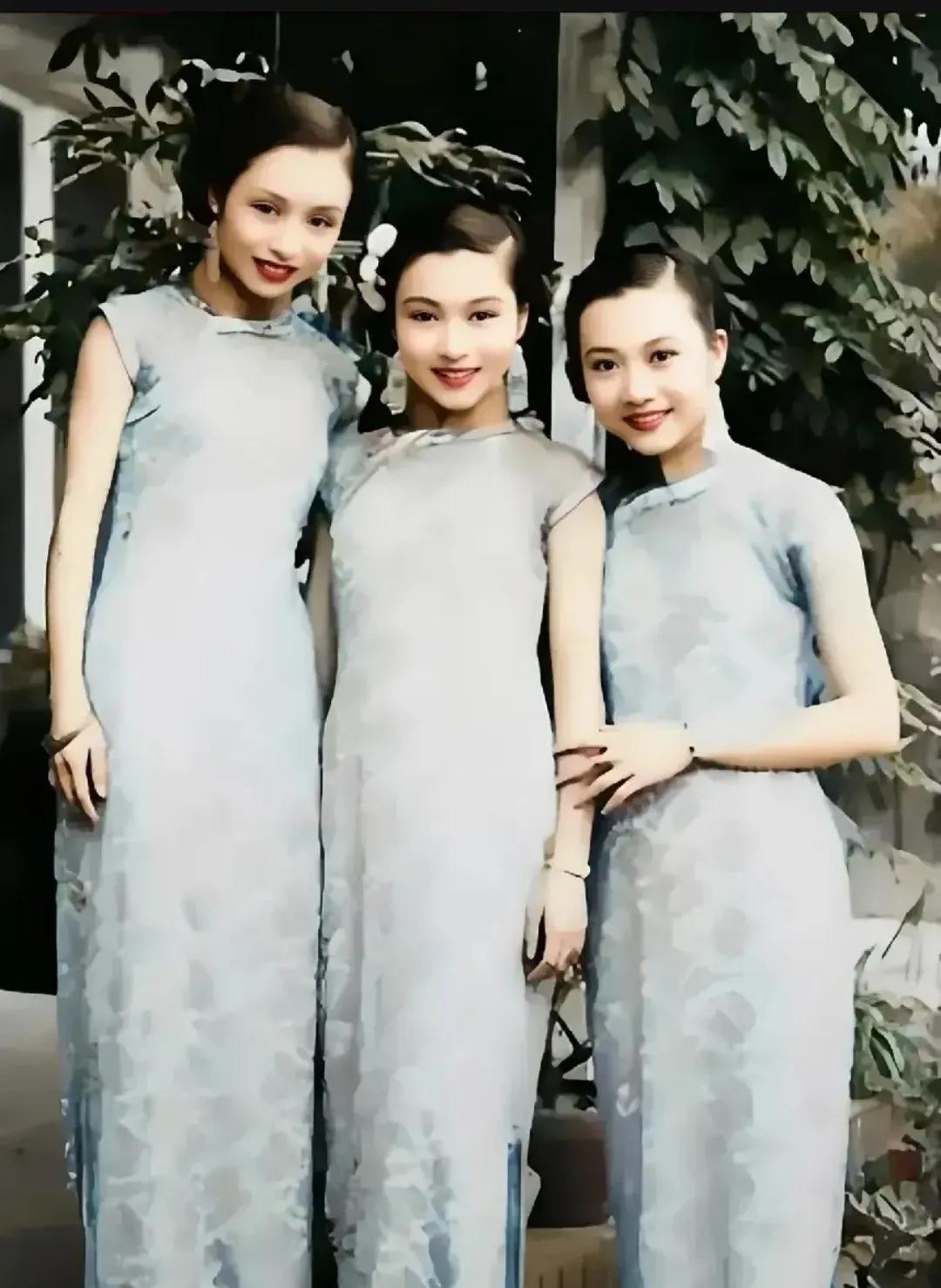 30年代，“梁氏三姐妹”，留下的一张合影，在这张照片中，左起分别为梁赛珍、梁赛珠