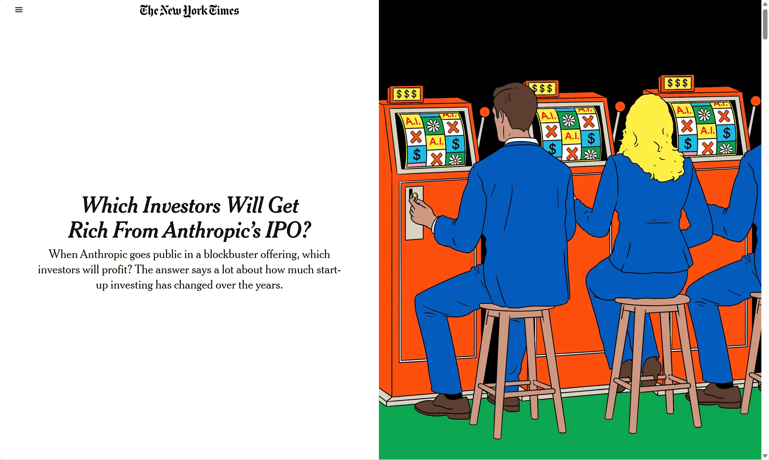『纽约时报』援引私募股权数据服务商 PitchBook 的统计，发现 Anthr