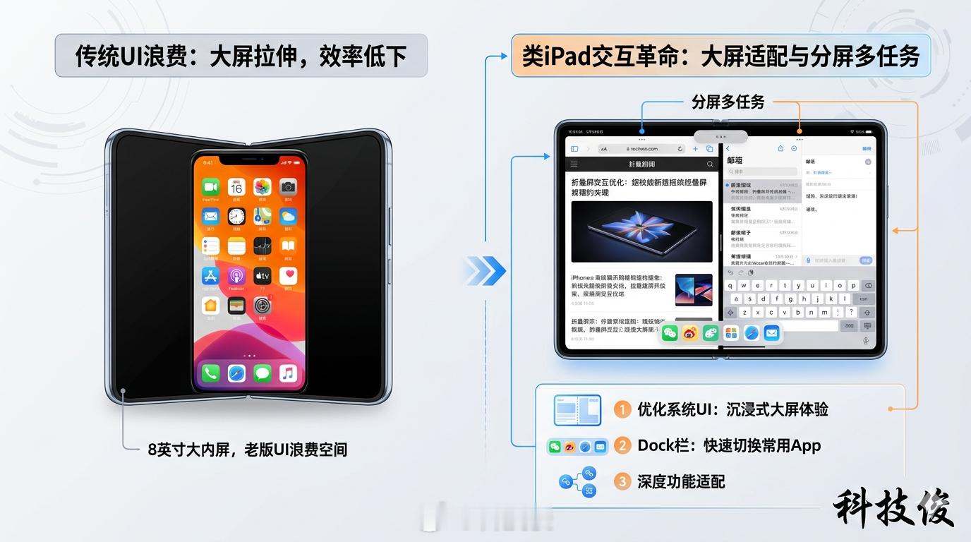 曝折叠iPhone或采用iPad操作方式确实交互方式要换一下，因为折叠屏iPho