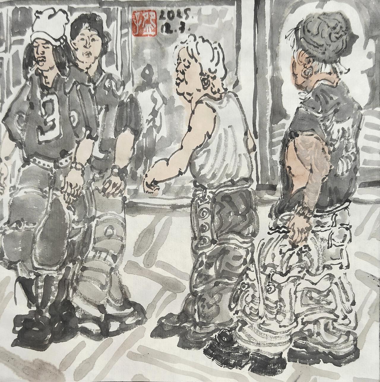 碗子的纸片水墨《城里》之“精神小伙”