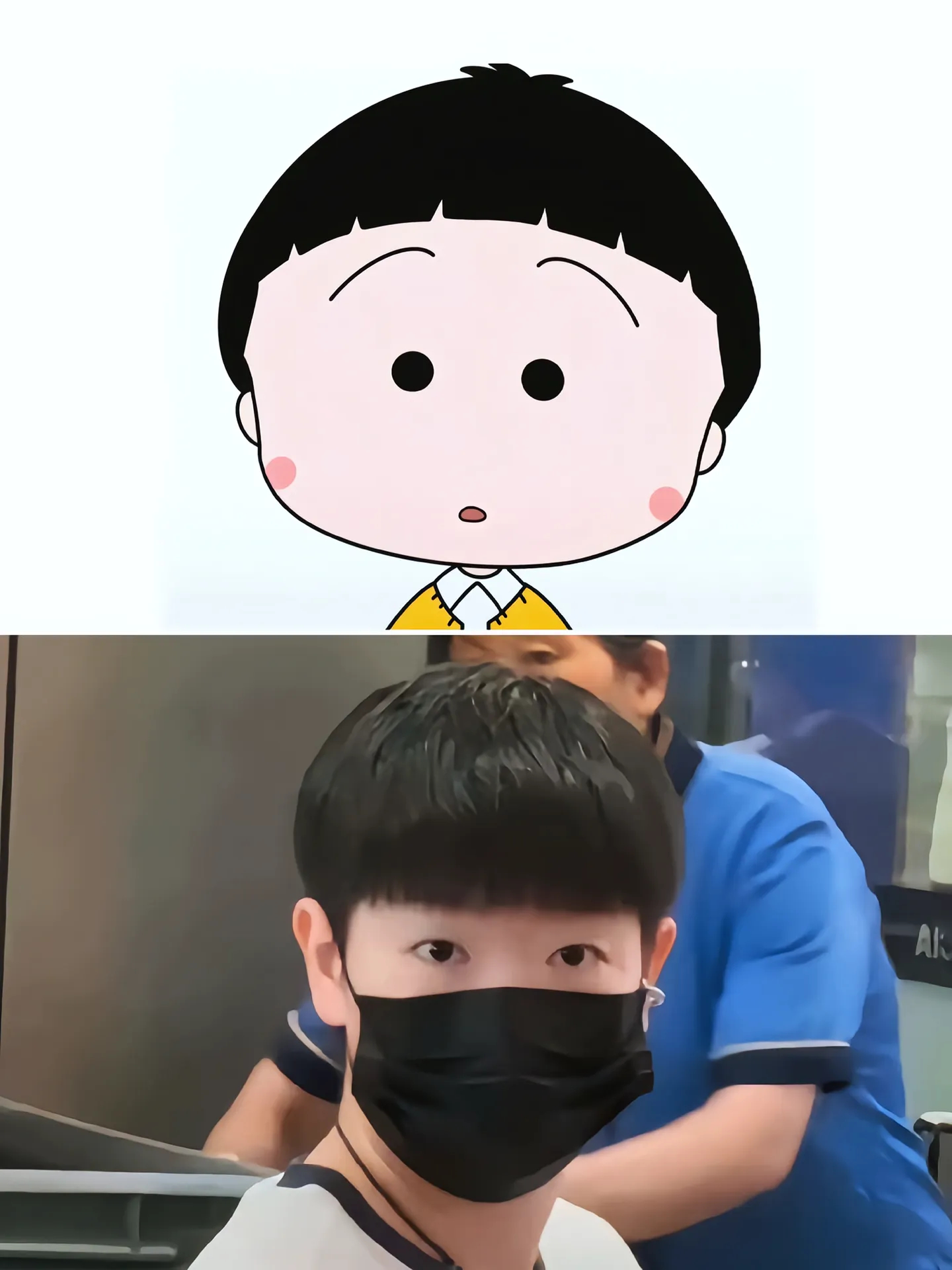 孙颖莎樱桃小丸子既视感 真人版的樱桃小丸子，这个发型简直一模一样[哈哈] ​​​