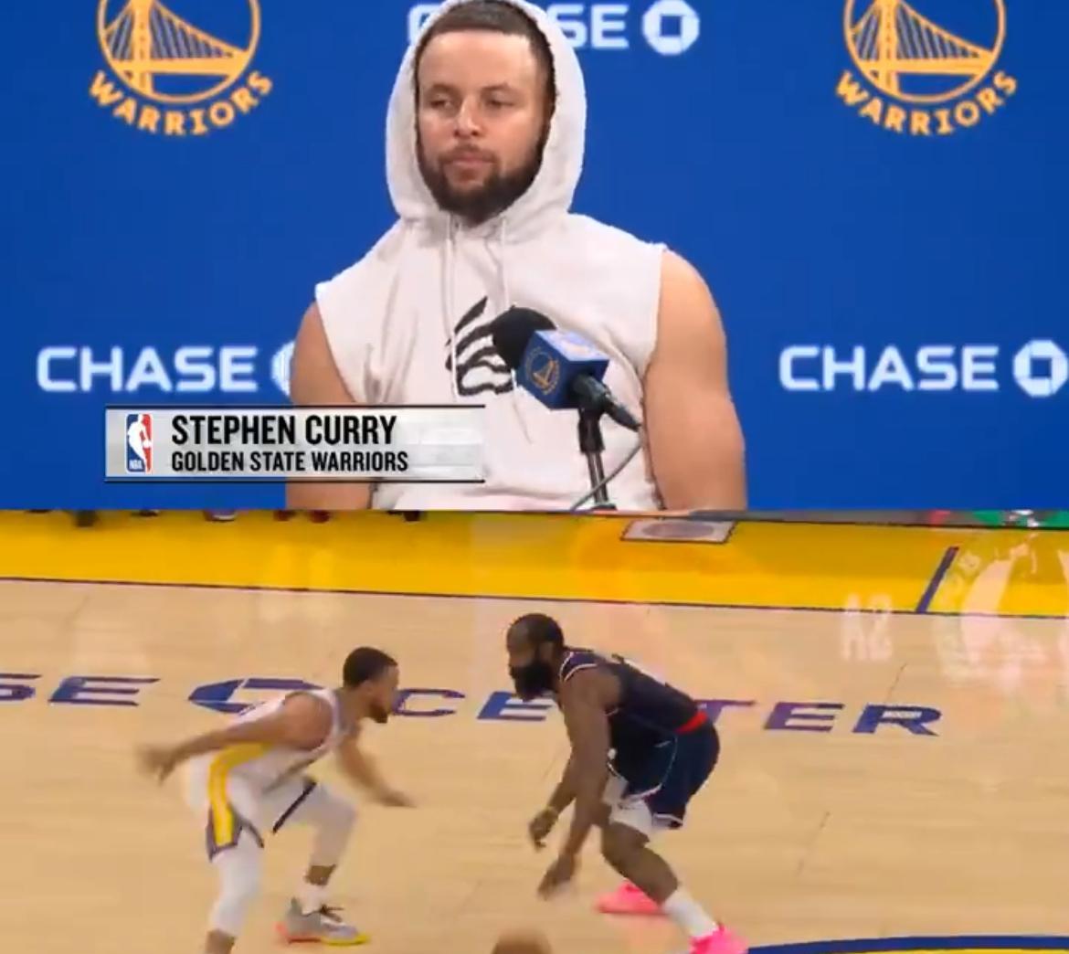 库里和哈登，跳球时对了个眼，没说话，但全场都懂。
一个三分雨下得像不要钱，一个造