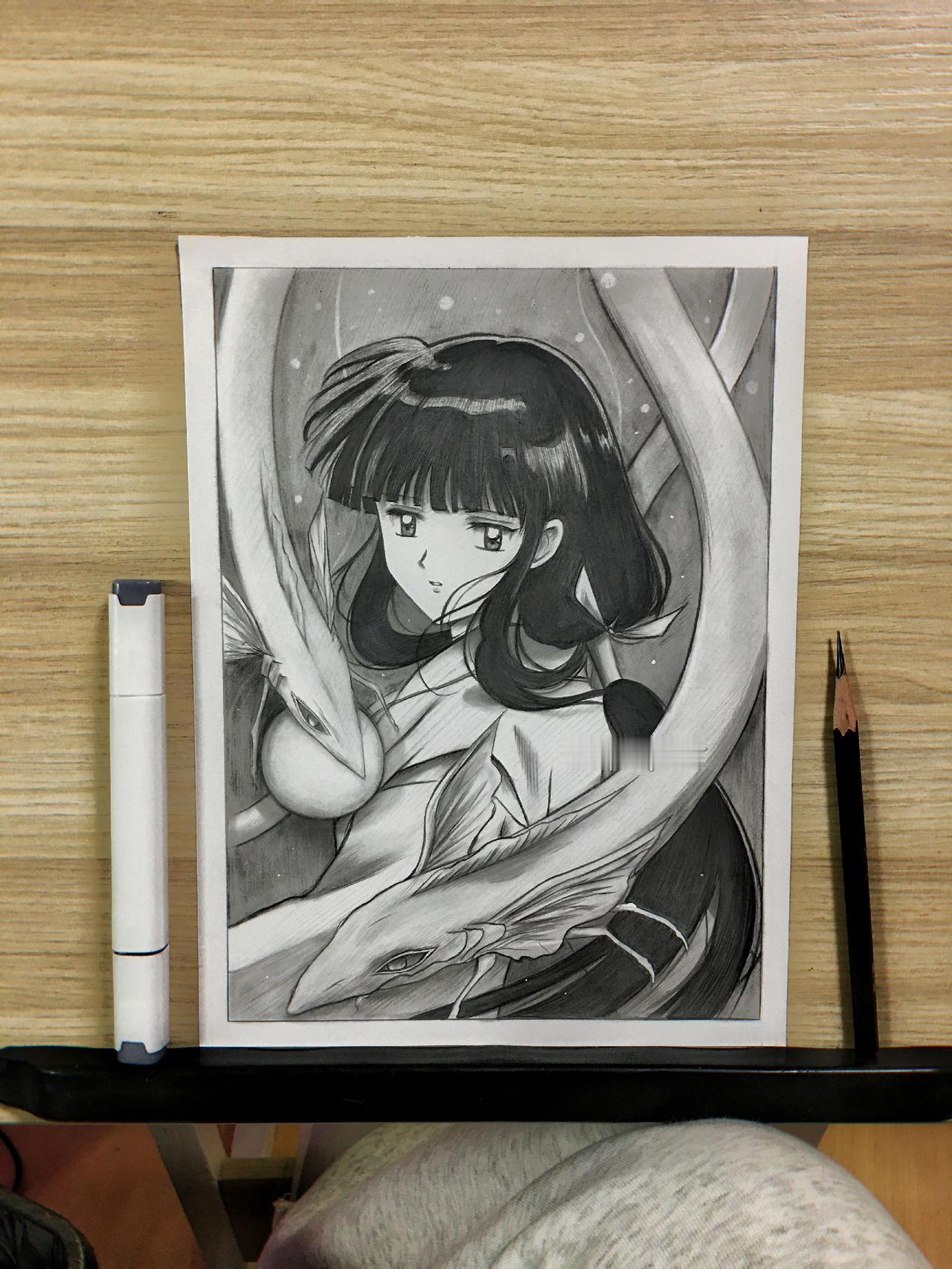 想着最后收尾的时候画上 结果收尾时忘了哈哈哈 这幅画就两支笔 2b铅笔和深灰色马